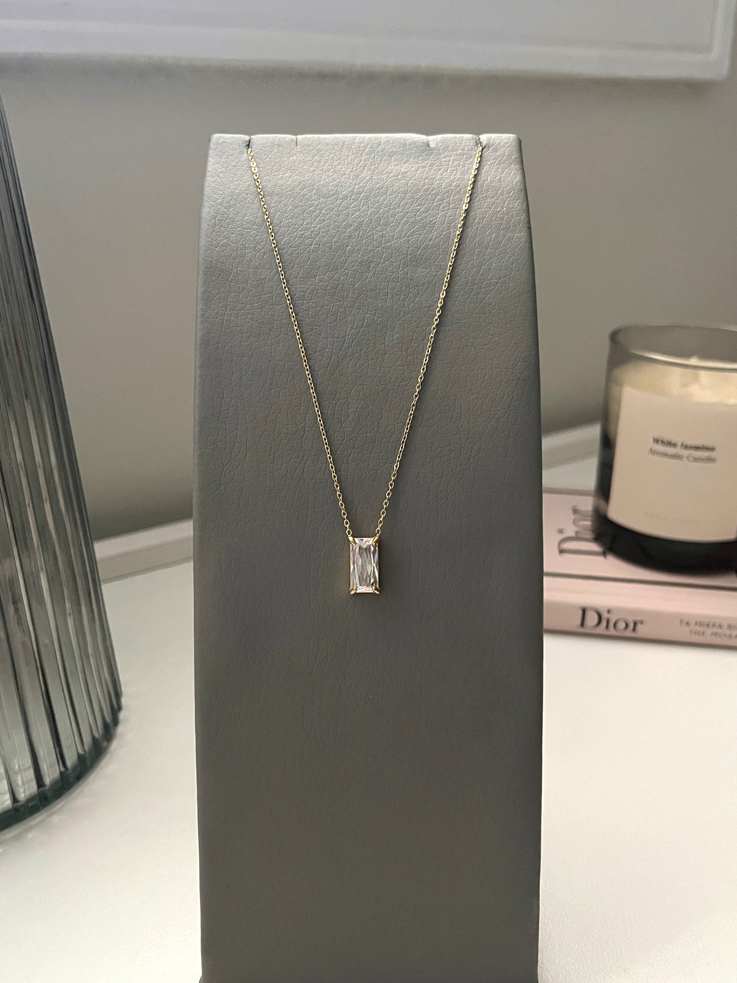 Baguette charm necklace