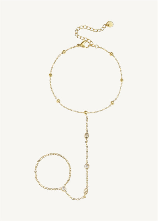 Aria hand chain - Ατσάλινο Βραχιόλι-Δαχτυλίδι